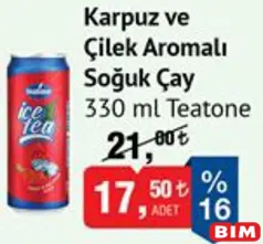 TEATONE KARPUZ VE ÇİLEK AROMALI SOĞUK ÇAY 330 ML